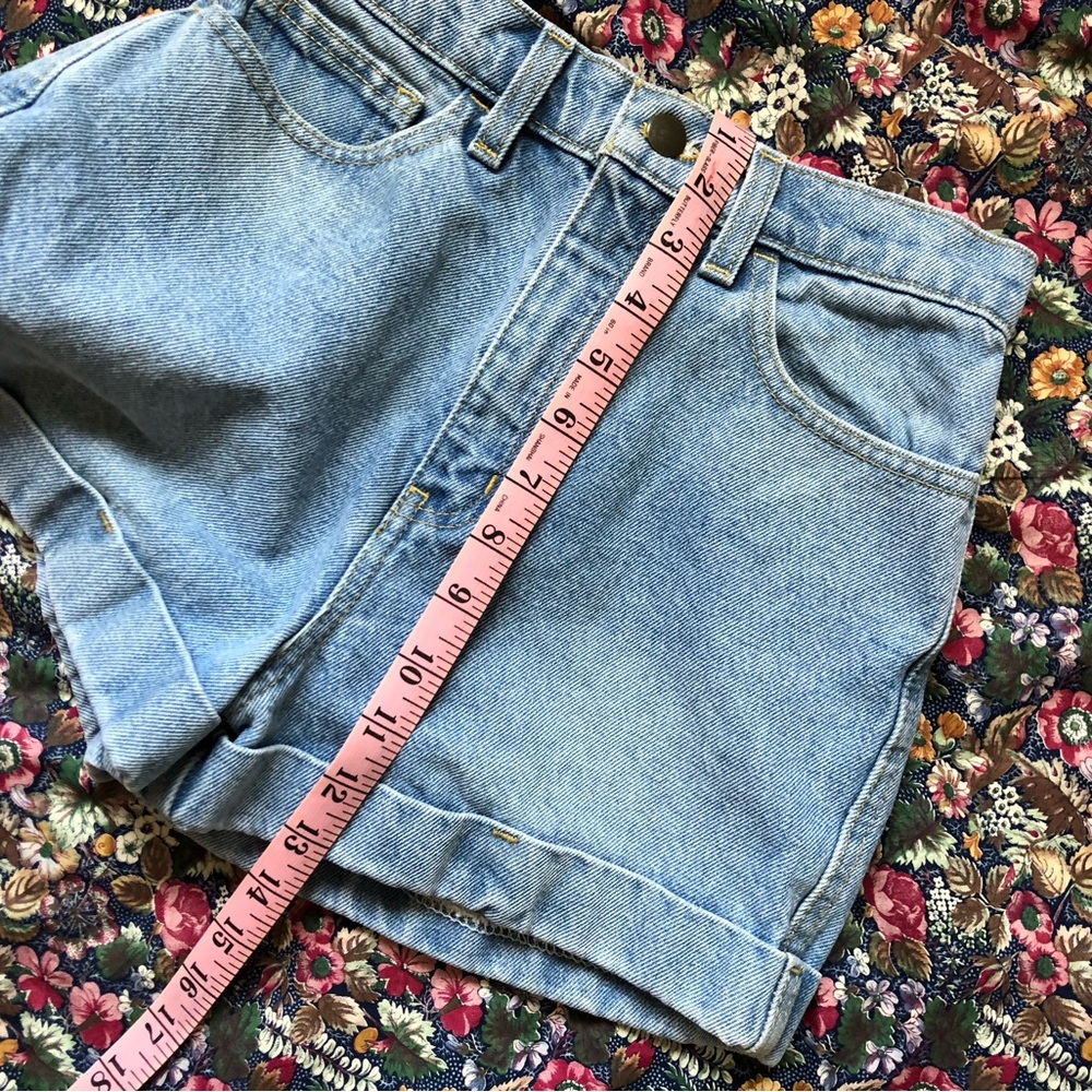 American Apparel Classic The High-Waisted Cuff Short Light Blue Denim Shorts - Picture 7 of 7